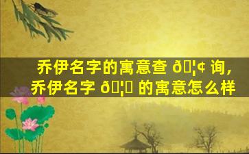 乔伊名字的寓意查 🦢 询,乔伊名字 🦉 的寓意怎么样